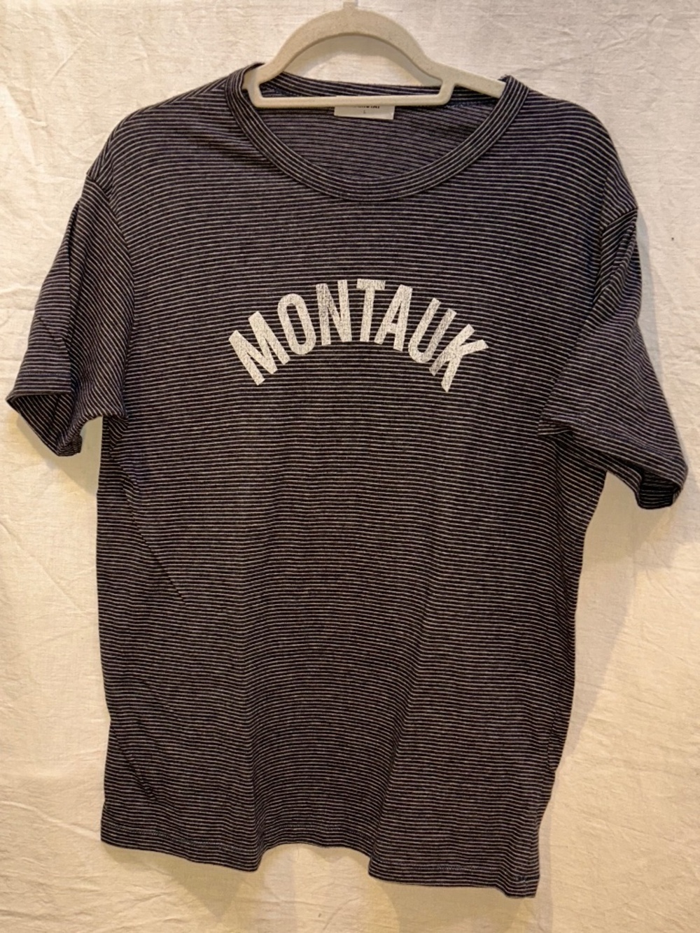 Mainstay Montauk Hamptons blue white French Breton striped short sleeve t-shirt